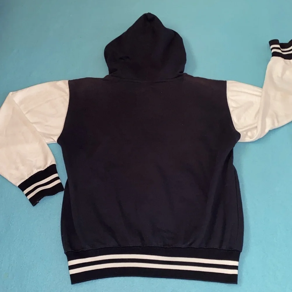NEW YORK POPULAR Chicago jacket coat hood long sleeve navy white zip up size XS